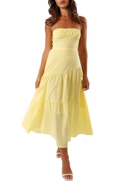 Petal And Pup Petal & Pup Brexley Tiered Cotton Maxi Sundress In Yellow