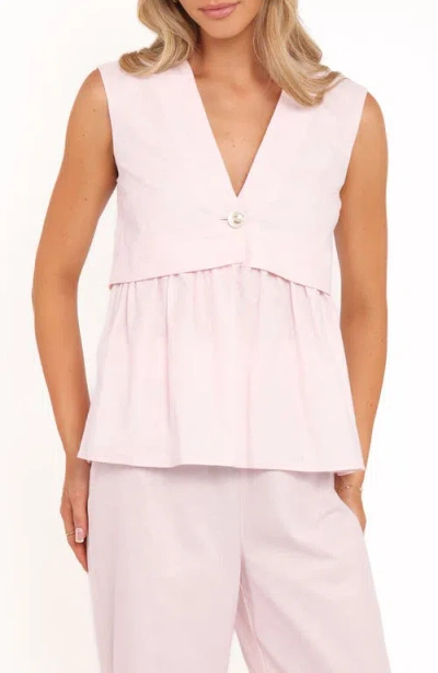 Petal And Pup Petal & Pup Bristal Split Front Cotton & Linen Top In Pink