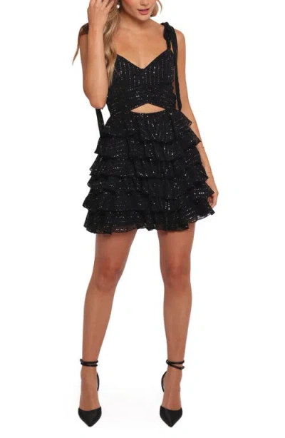 Petal And Pup Petal & Pup Brooke Tiered Cutout Minidress In Black