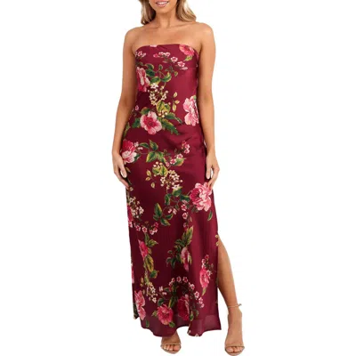 Petal And Pup Petal & Pup Bryden Strapless Satin Maxi Dress In Red