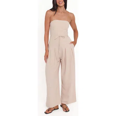 Petal And Pup Petal & Pup Calliope Strapless Tie Waist Jumpsuit In White