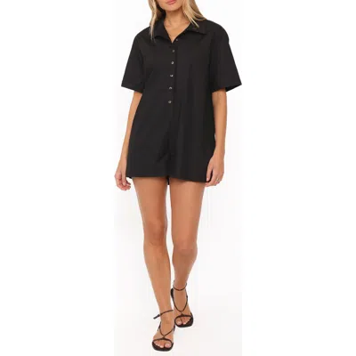 Petal And Pup Petal & Pup Calypso Button Front Romper In Black