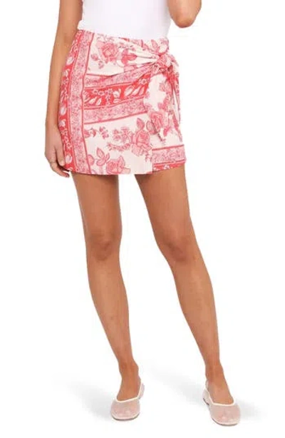 Petal And Pup Petal & Pup Calypso Faux Wrap Miniskirt In Rose Tile