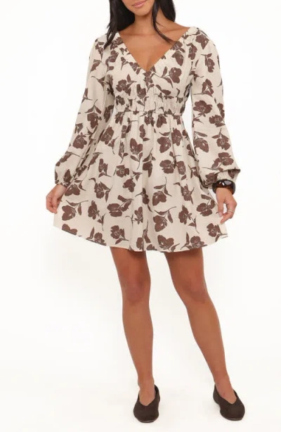 Petal And Pup Petal & Pup Cambria Floral Print Long Sleeve Cotton & Linen Minidress In Multi