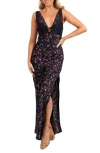 Petal And Pup Petal & Pup Cammy Floral Print Maxi Slipdress In Black