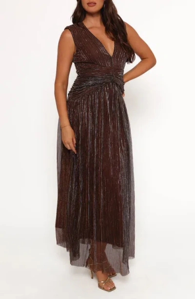 Petal And Pup Petal & Pup Cara Metallic Maxi Dress In Brown