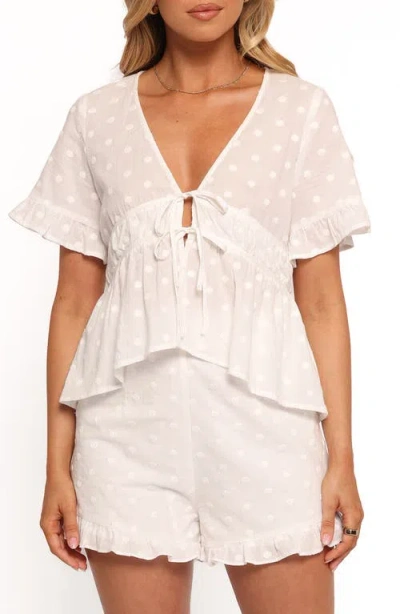 Petal And Pup Petal & Pup Carlen Clip Dot Tie Front Cotton Top In Animal Print