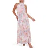 Petal And Pup Petal & Pup Caroline Floral Mock Neck Maxi Dress In Pink