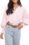 Petal And Pup Petal & Pup Carys Smocked Cuff Cotton Poplin Button-up Shirt In Pink