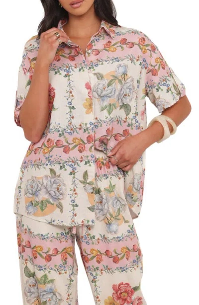 Petal And Pup Petal & Pup Cascais Rose Tile Button-up Shirt In Animal Print