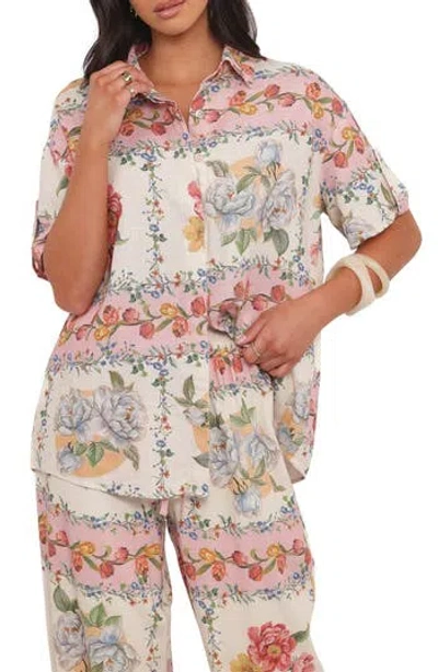 Petal And Pup Petal & Pup Cascais Rose Tile Button-up Shirt In Multi