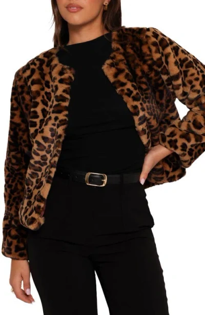 Petal And Pup Petal & Pup Cassia Leopard Print Faux Fur Crop Jacket In Animal Print