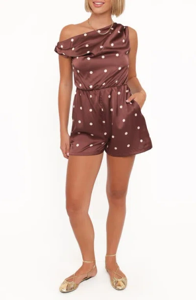 Petal And Pup Petal & Pup Cassidy One-shoulder Romper In Brown