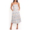 Petal And Pup Petal & Pup Cathy Print Sleeveless Linen Blend Midi Dress In Blue