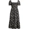 Petal And Pup Petal & Pup Cecelia Floral Puff Sleeve Maxi Dress In Black