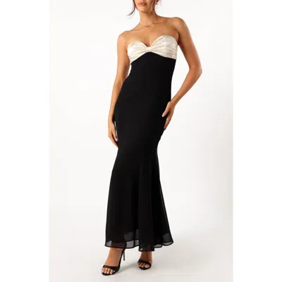 Petal And Pup Petal & Pup Cecilia Two Tone Strapless Maxi Dress In Black