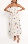 Petal And Pup Petal & Pup Celia Mixed Print Strapless Maxi Dress In White