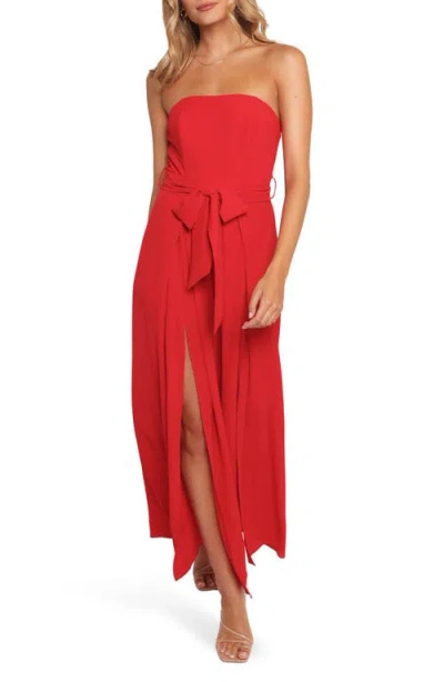 Petal And Pup Petal & Pup Chanellie Tie Waist Sleeveless Maxi Jumpsuit In Red