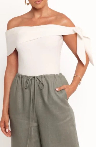 Petal And Pup Petal & Pup Charama Bow Detail Off The Shoulder Knit Top In White