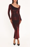 Petal And Pup Petal & Pup Charles Body-con Midi Metallic Dress In Burgundy