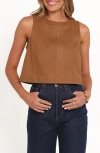 Petal And Pup Petal & Pup Charles Sleeveless Faux Suede Top In Brown
