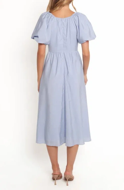 Petal And Pup Petal & Pup Charley Puff Sleeve Poplin Midi Dress In Blue