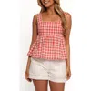 Petal And Pup Petal & Pup Chatham Gingham Babydoll Tank In Red