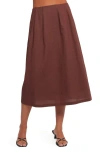 Petal And Pup Petal & Pup Chiaro Cotton Blend Midi Skirt In Brown