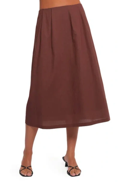 Petal And Pup Petal & Pup Chiaro Cotton Blend Midi Skirt In Brown