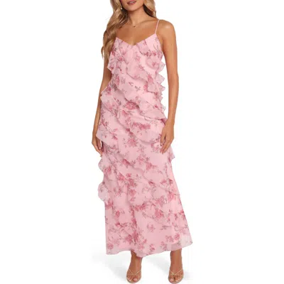 Petal And Pup Petal & Pup Ciao Floral Ruffle Chiffon Gown In Multi