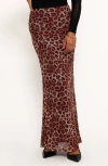 Petal And Pup Petal & Pup Cici Leopard Print Mesh Maxi Skirt In Brown