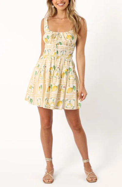 Petal And Pup Petal & Pup Cintrico Lemon Print Cotton Minidress In Yellow