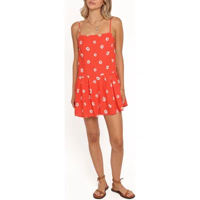 Petal And Pup Petal & Pup Claire Floral Drop Waist Romper In Red