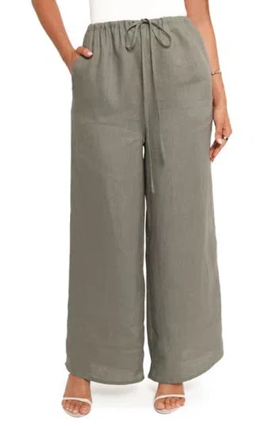 Petal And Pup Petal & Pup Clairo Linen Drawstring Pants In Gray