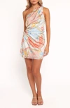 Petal And Pup Petal & Pup Clarke One-shoulder Scarf Print Minidress In Multi