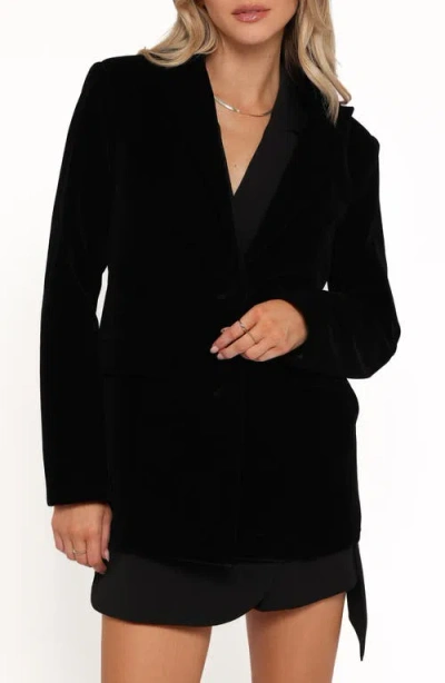 Petal And Pup Petal & Pup Clive One-button Velvet Blazer In Black
