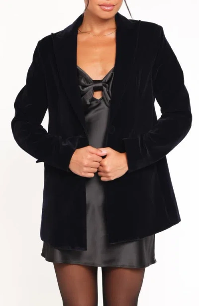 Petal And Pup Petal & Pup Clive One-button Velvet Blazer In Black