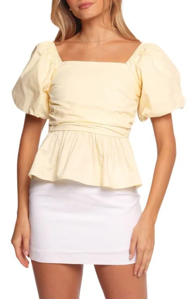 Petal And Pup Petal & Pup Clo Puff Sleeve Cotton Top In Yellow