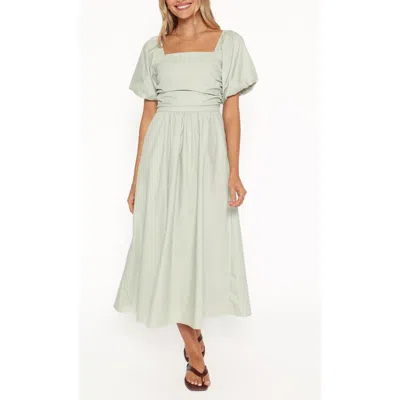 Petal And Pup Petal & Pup Clo Puff Sleeve Midi Dress In Green