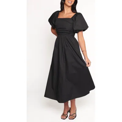 Petal And Pup Petal & Pup Clo Puff Sleeve Midi Dress In Black