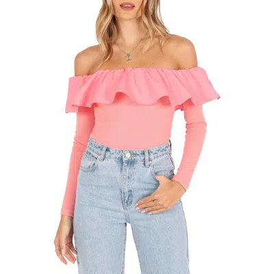 Petal And Pup Petal & Pup Cloe Popover Off The Shoulder Top In Pink