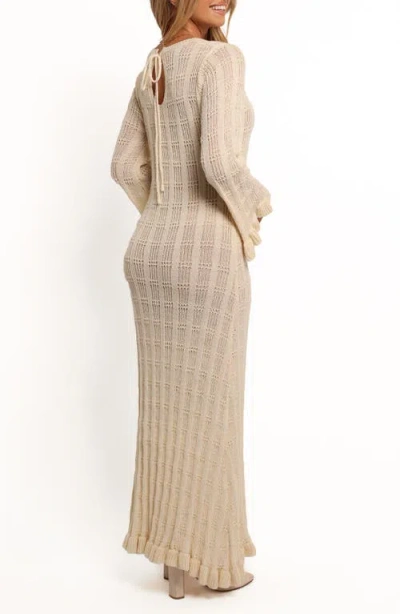 Petal And Pup Petal & Pup Colter Rib Long Sleeve Maxi Sweater Dress In Neutral