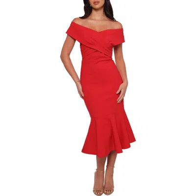 Petal And Pup Petal & Pup Dailene Off The Shoulder Midi Dress In Red