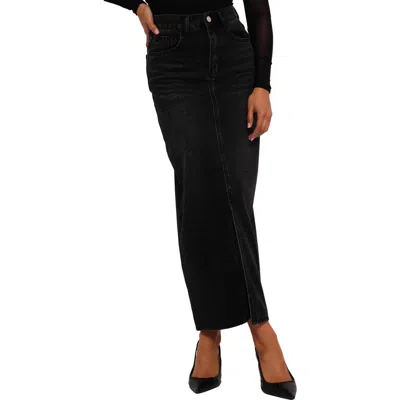 Petal And Pup Petal & Pup Dana Front Slit Denim Midi Skirt In Black