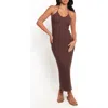 Petal And Pup Petal & Pup Darya Cotton Blend Halter Sweater Dress In Brown