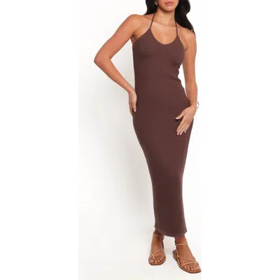 Petal And Pup Petal & Pup Darya Cotton Blend Halter Sweater Dress In Brown