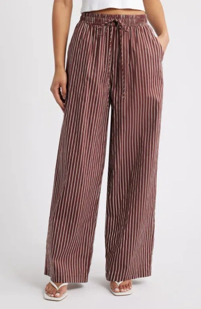 Petal And Pup Petal & Pup Darya Stripe Drawstring Waist Wide Leg Pants In Brown