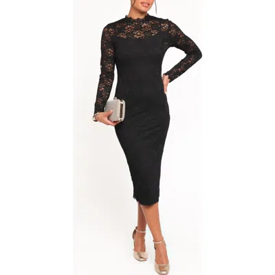 Petal And Pup Petal & Pup Davina Long Sleeve Midi Dress In Black