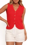 Petal And Pup Petal & Pup Davis Open Stitch Sweater Vest In Red