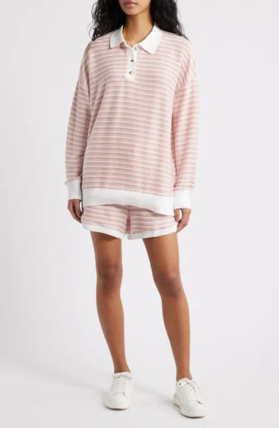 Petal And Pup Petal & Pup Dealia Stripe Polo Sweater & Shorts Set In Multi